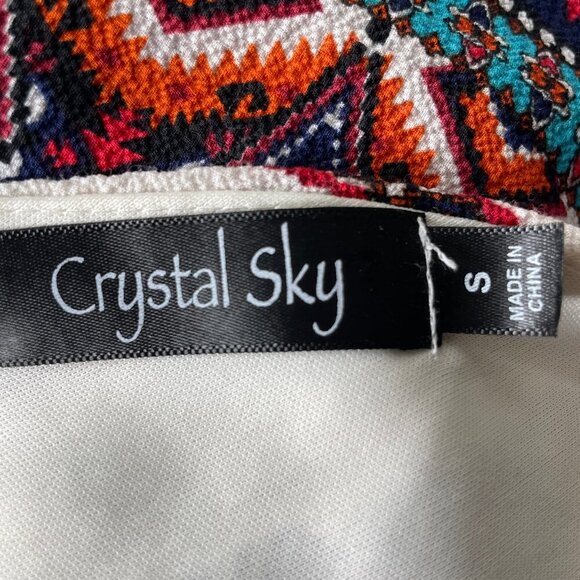 Crystal Sky Aztec Southwestern Bohemian Flutter Sleeve Dress Elastic Waist Small - Picture 6 of 7